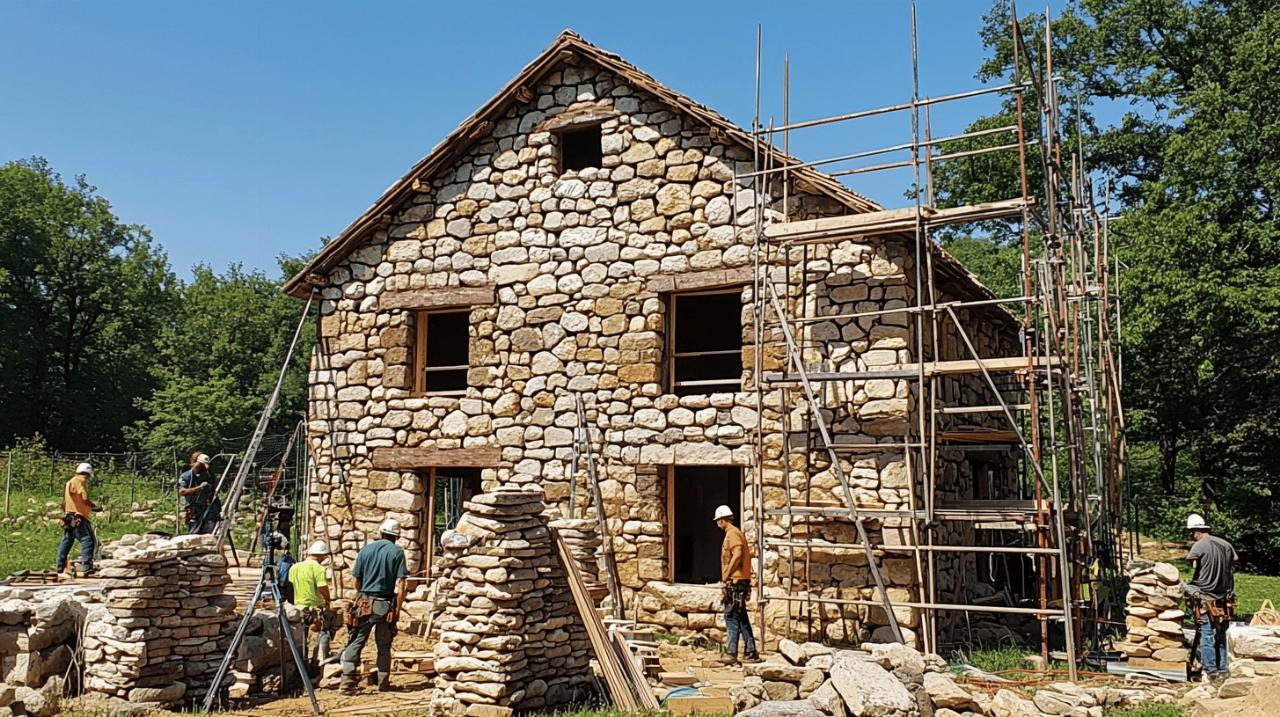Maison en pierre : les techniques de construction conformes au DTU et a la reglementation